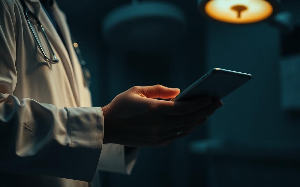 A physician reviewing a draft clinical plan on a tablet